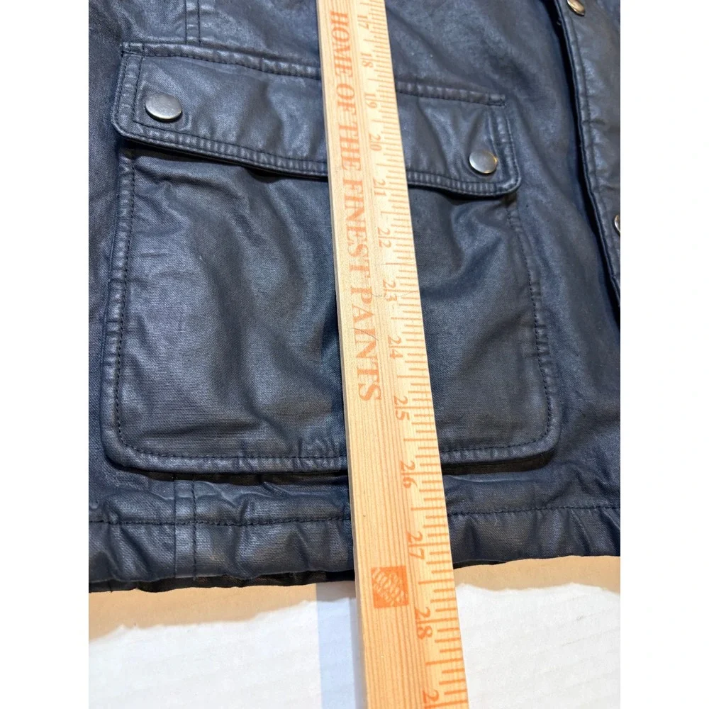 J.Crew Hayes Black Waxed Coated Cotton Thinsulate Field Jacket Mens L E3828